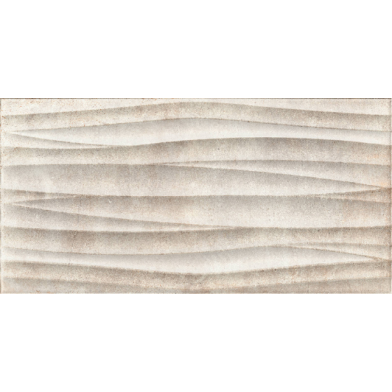Kalina Olas Beige 25x50 ματ πλακάκι τοίχου με ανάγλυφα κύματα